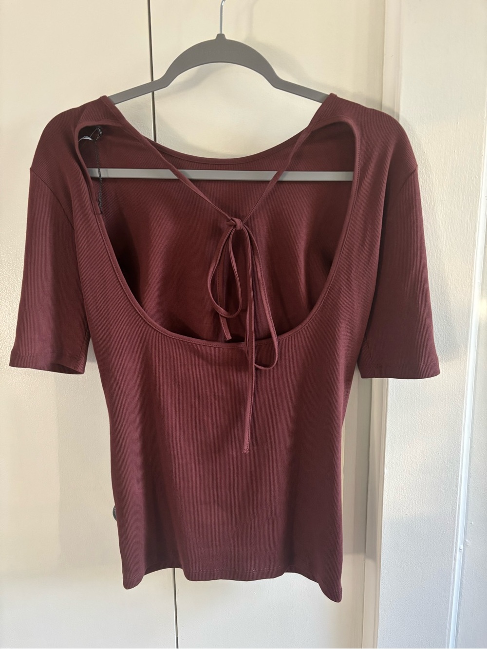 Zara Elbow Sleeve Scoop Back Tie Top size L